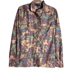 Current Air sz LG NWOT Paisley Button Front Long‎ Sleeve Shirt Top Blouse